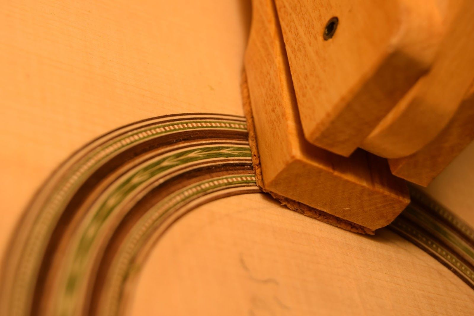 Rosette purfling strips assembled in the soundboard