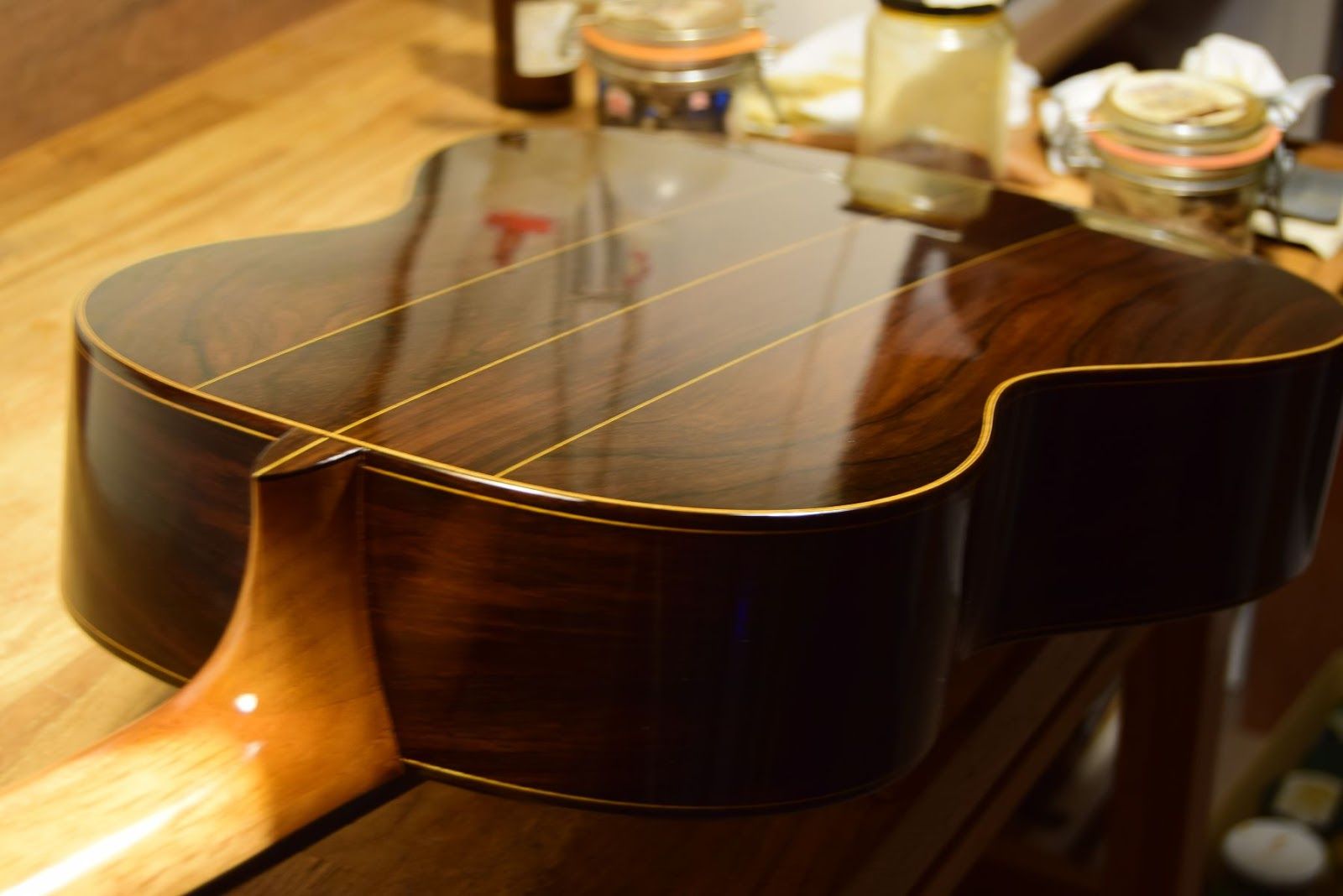 Neck attachment — clamps securing the neck joint