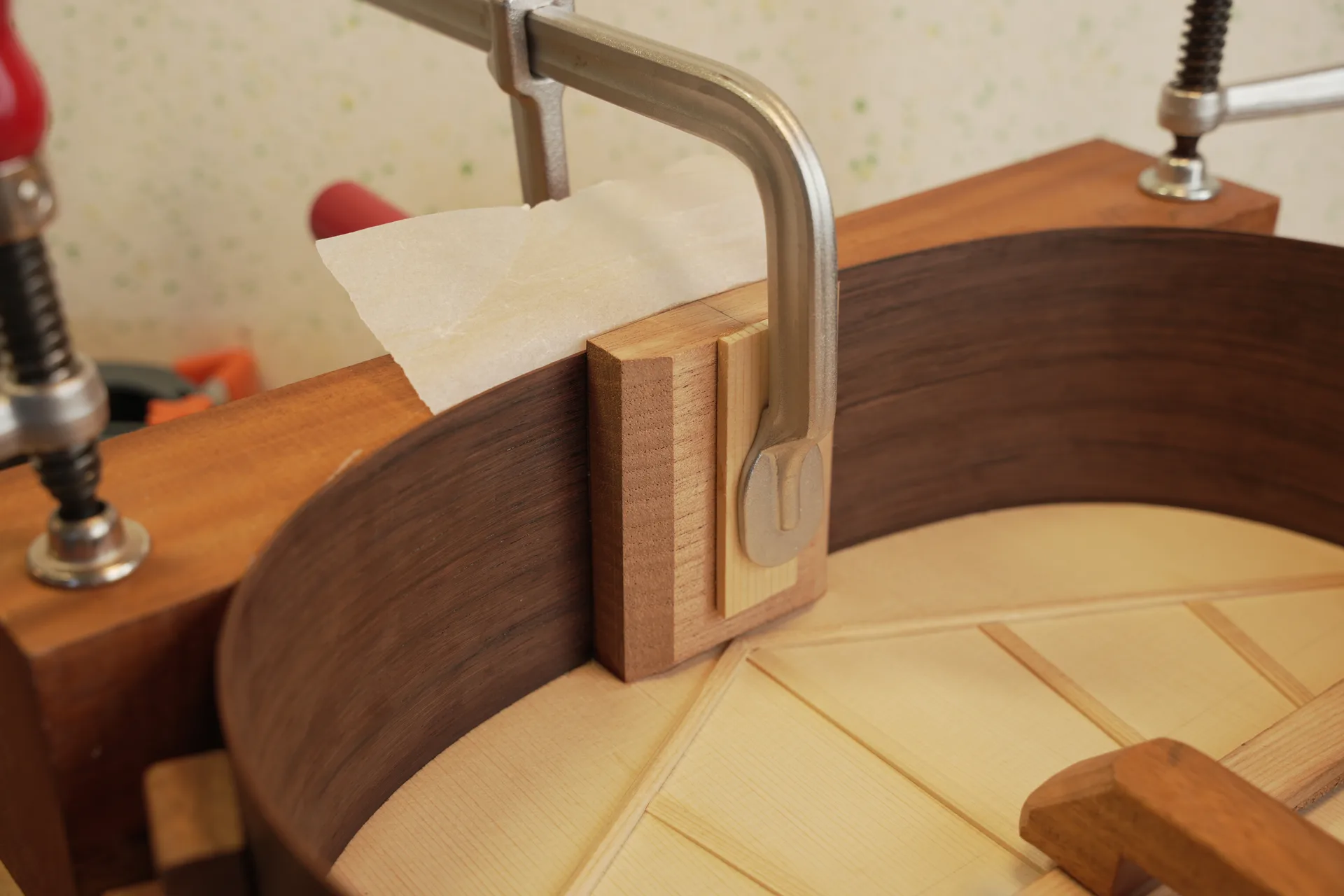 End block glued in place with correct angle for the top dome